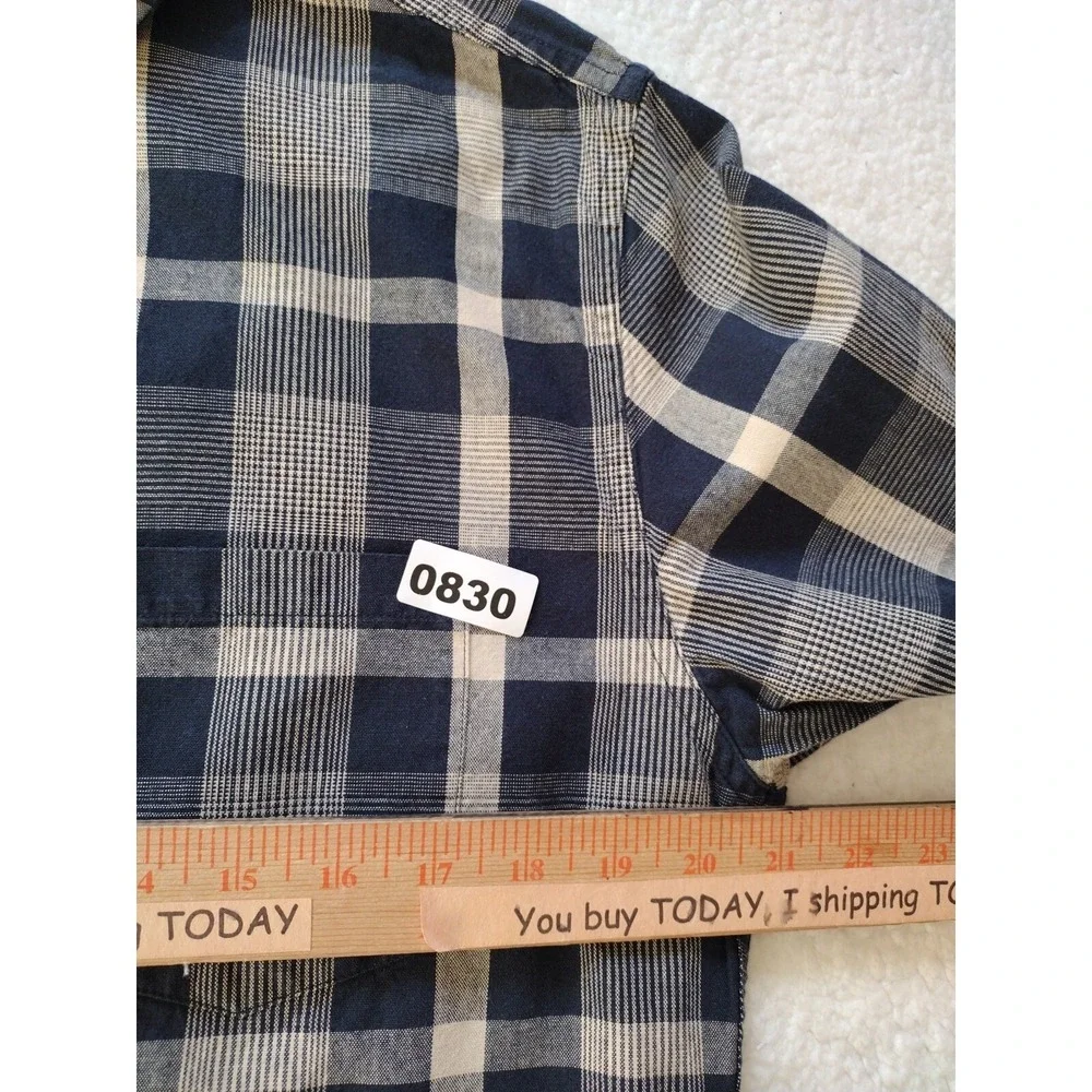 J Crew Size Medium Button Shirt Blue Plaid‎ Long Sleeve Tailored Fit Casual